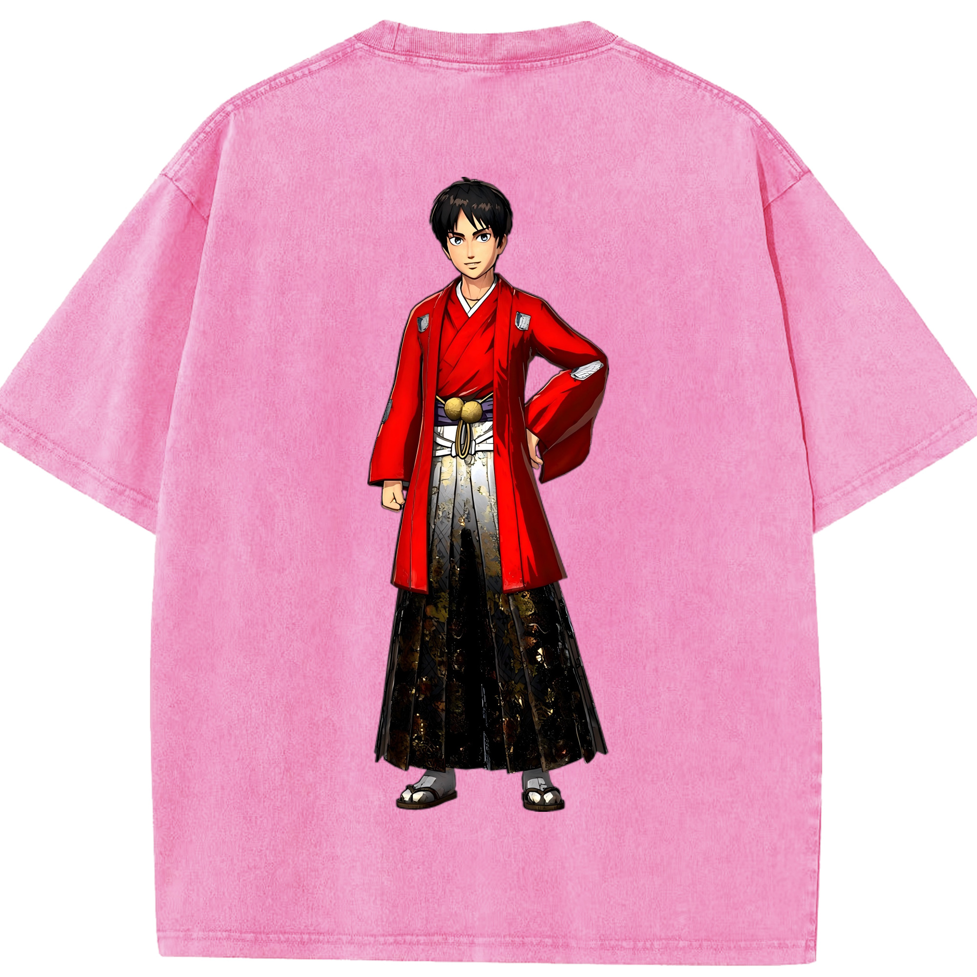 （画像用） 進撃の巨人 エレン･イェーガー Attack on Titan Eren Jäger 綿100% ヴィンテージ風 半袖Tシャツ（背面プリント）